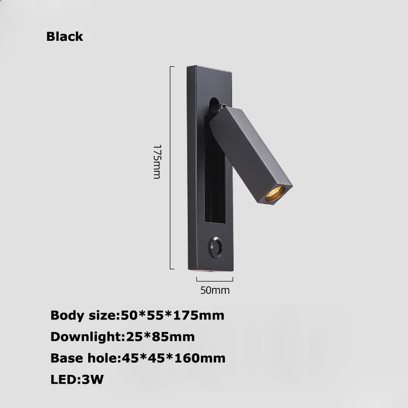 applique murale led rotative avec interrupteur pour lecture - vue 20 sur 21