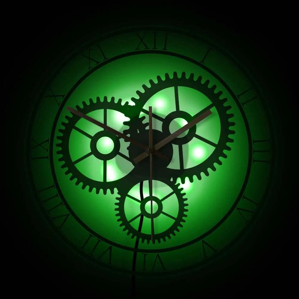 horloge murale rétro silencieuse à chiffres romains et engrenages mécaniques - vue 5 sur 8