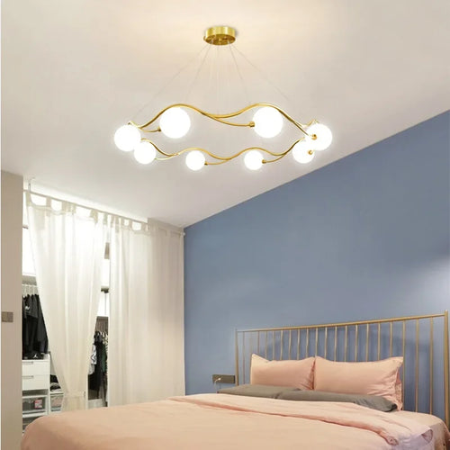 lustre royal de luxe en or avec boule de verre led - vue 2 sur 9