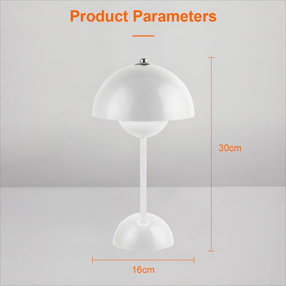 Lampe de table led nordique interrupteur tactile supérieur lampe de table de chargement USB lampe de champignon de bourgeon de fleur lampe de table décorative de table de chevet - vue 6 sur 14