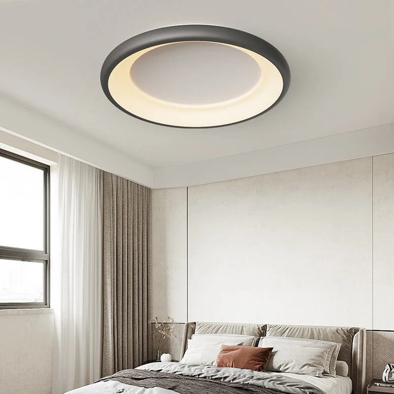 plafonnier rond moderne avec anneau extérieur décoratif - vue 4 sur 10
