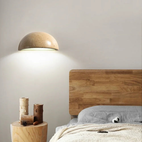 applique murale led rétro semi-circulaire en travertin naturel pour décoration - vue 3 sur 9
