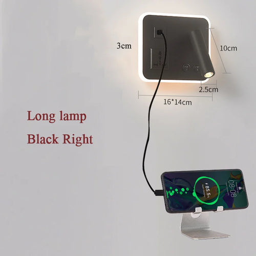 lampe de chevet murale led avec port usb et interrupteur rotatif - vue 13 sur 14
