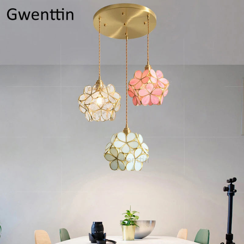suspension en verre florale style art déco pour intérieur élégant - vue 4 sur 11