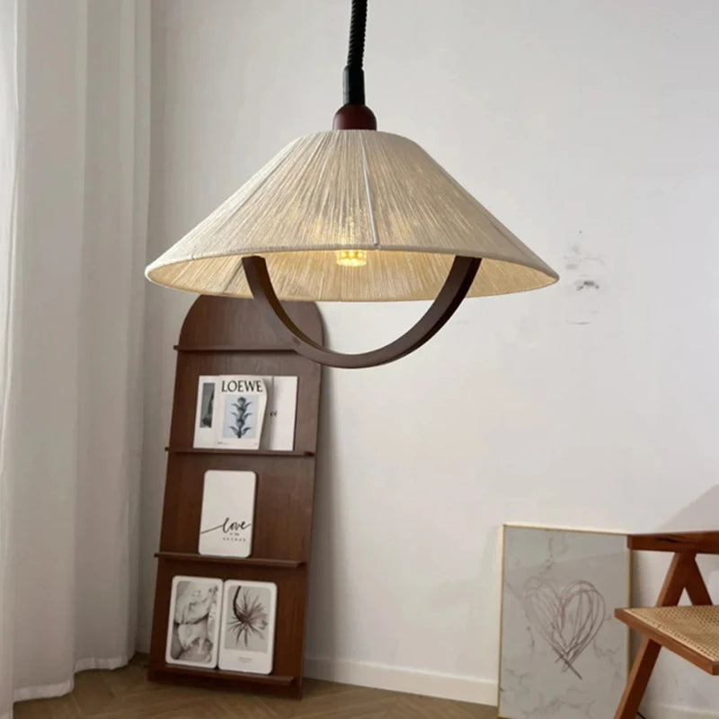 suspension 	 style en corde de chanvre bois réglable - vue 4 sur 7