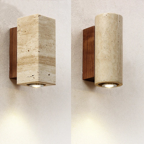 applique murale led wabi sabi en travertin décor marbre - vue 4 sur 12