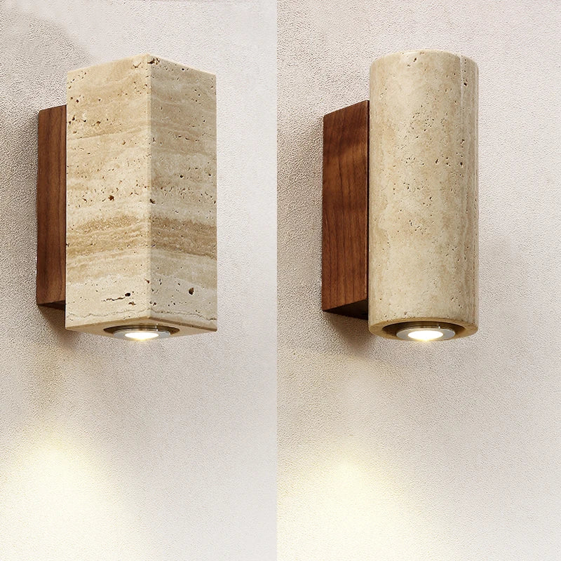 applique murale led wabi sabi en travertin décor marbre - vue 3 sur 12