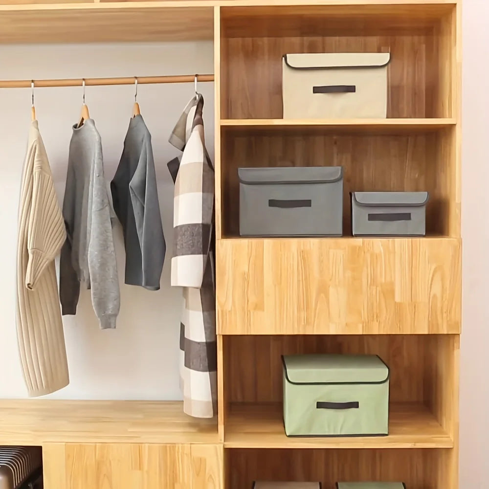boîte de rangement en tissu pliable avec couvercle anti-poussière - vue 3 sur 12