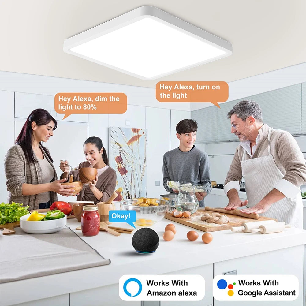 Tuya Smart LED plafonnier App commande vocale Alexa Google télécommande plafonniers carrés salon chambre éclairage - vue 3 sur 22
