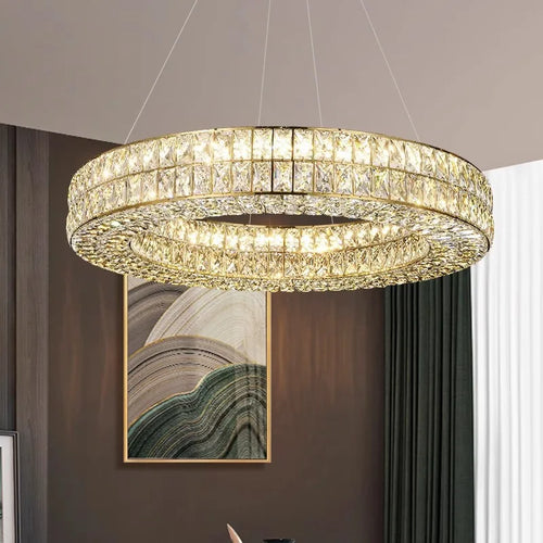 lustre en cristal transparent à led pour décoration intérieure moderne - vue 6 sur 17