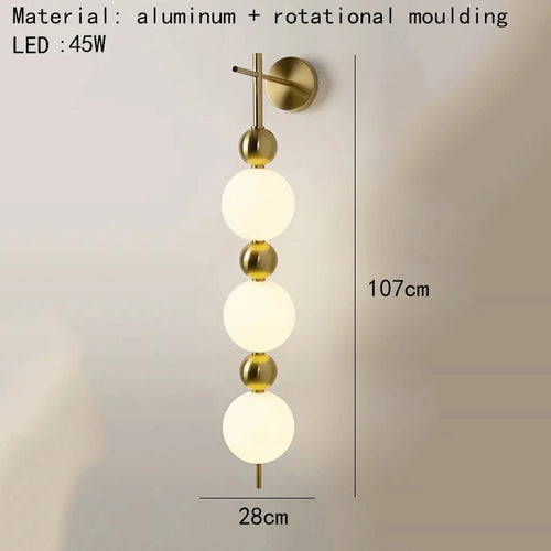applique murale led en métal avec boule acrylique design et gradation variable