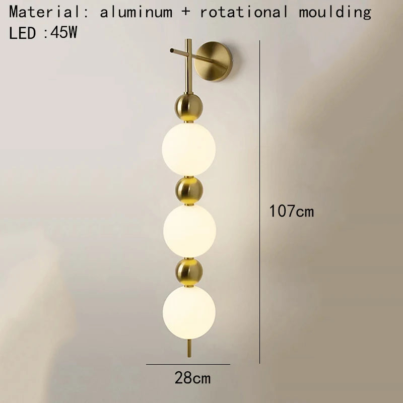 applique murale led en métal avec boule acrylique design et gradation variable