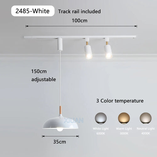 suspension led en bois pour table à manger nordique - vue 13 sur 18