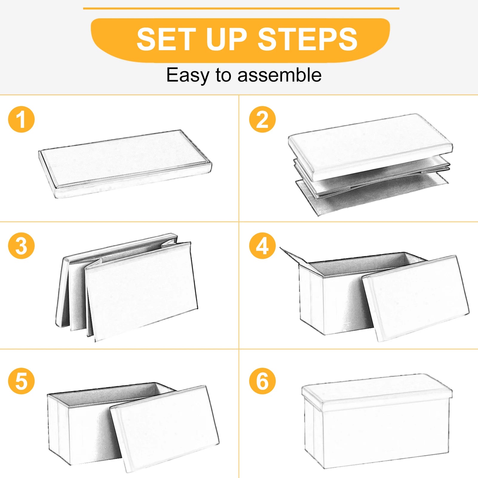 banc de rangement pliable multifonction en similicuir antidérapant - vue 5 sur 6