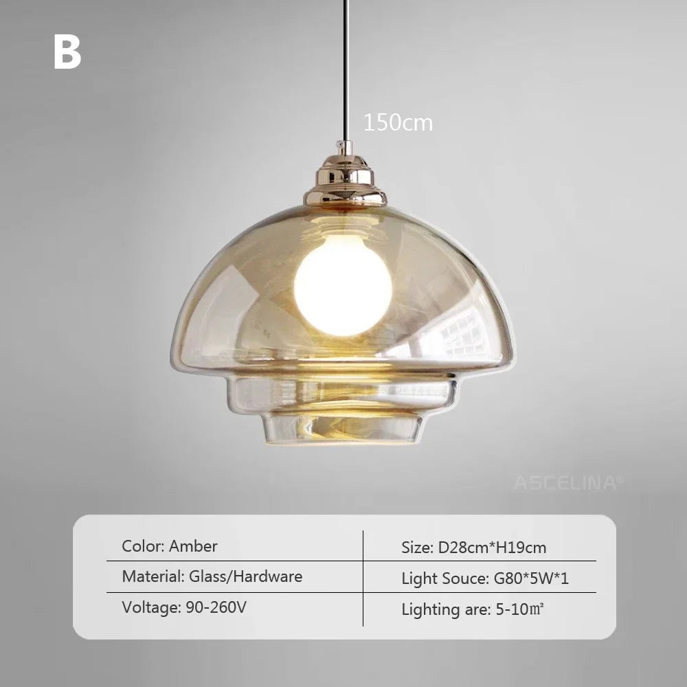 suspension rétro en verre plaqué pour décoration moderne - vue 9 sur 9