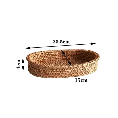 panier rond en rotin tressé pour fruits et collations - vue 11 sur 13