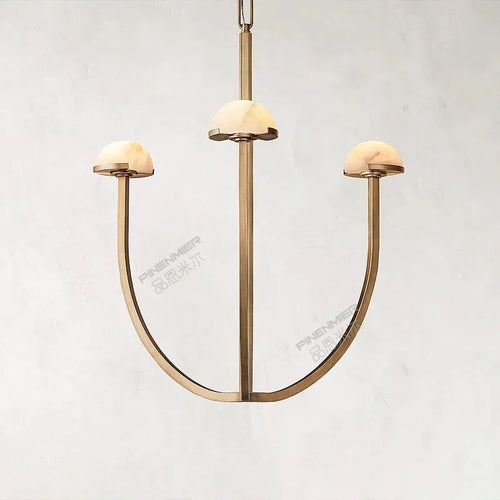 lustre en marbre naturel espagnol style rétro en cuivre et led - vue 4 sur 9