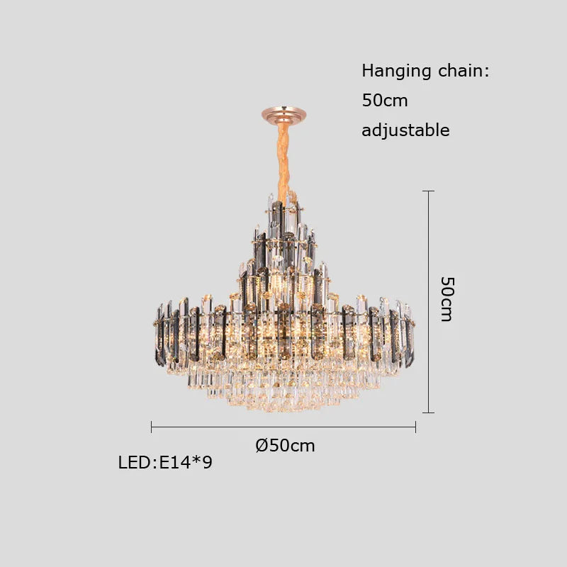 lustre suspendu en cristal à intensité variable design moderne - vue 10 sur 11