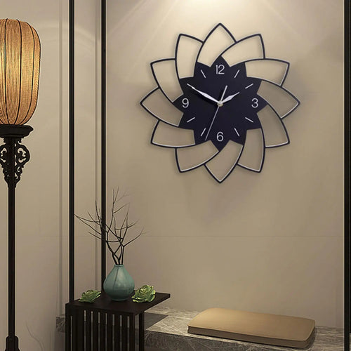 horloge murale silencieuse en forme de fleur décoration intérieure - vue 2 sur 6