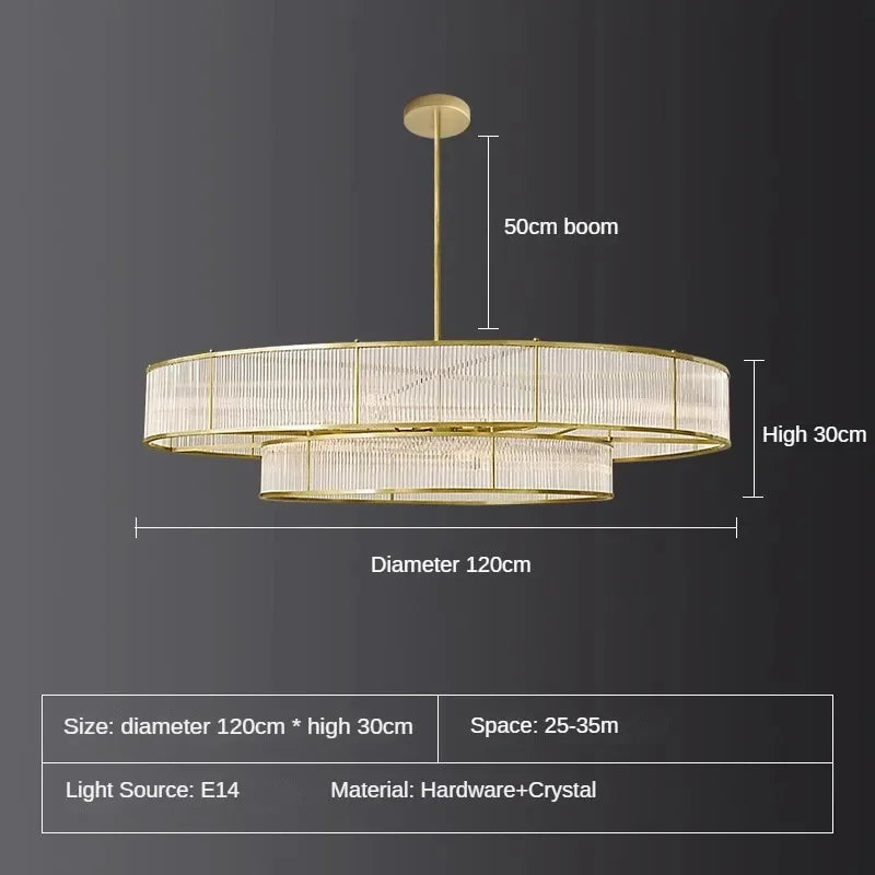 lustre en cristal rétro circulaire design pour décoration intérieure - vue 12 sur 15