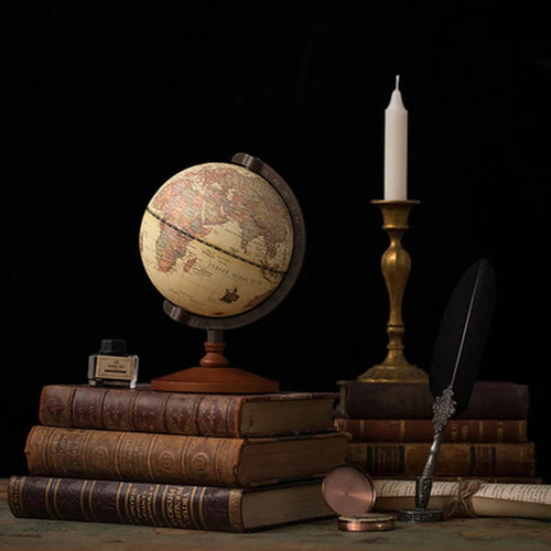 globe terrestre éducatif avec base en bois rétro pour décoration - vue 4 sur 7