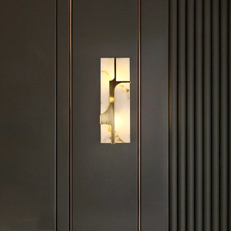 applique murale Creative style chinois 50 CM villa salon couloir décoration lumière européenne rétro imitation marbre LED - vue 2 sur 7