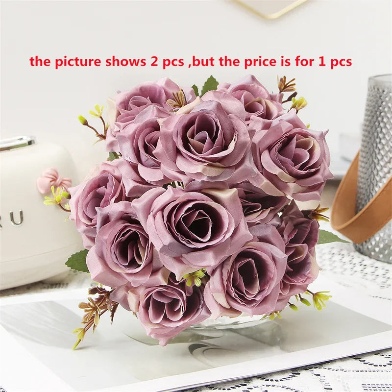 bouquet de roses décoratives en soie parfum de miel pour décoration intérieure - vue 11 sur 12