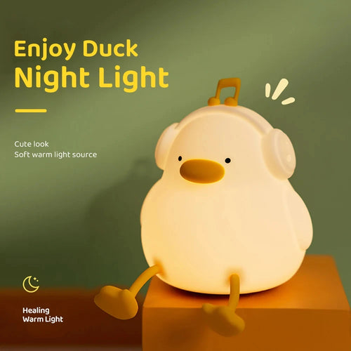 veilleuse canard en silicone rechargeable usb dimmable cadeau anniversaire - vue 5 sur 8