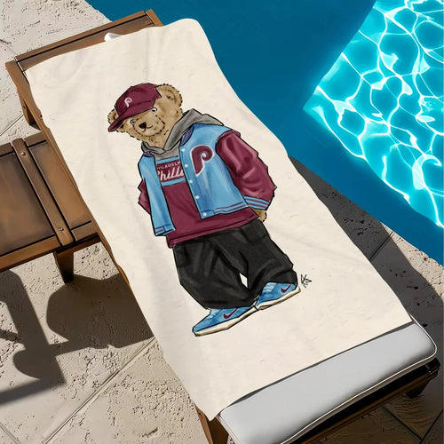 Serviette de plage légère séchage rapide oursons anime