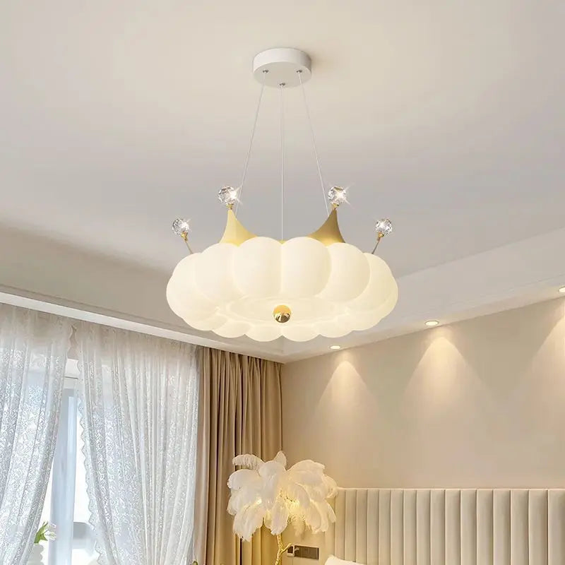 lustre moderne led avec suspension couronne option télécommande - vue 3 sur 12