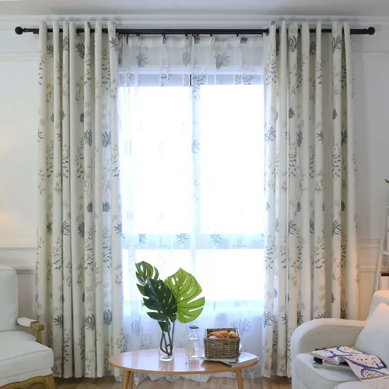 Rideau moderne motif feuilles pour salon chambre