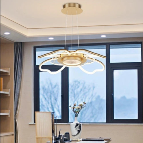 2023 Modern LED Chandelier Fixtures New Chinese Style Ceiling Fan Simple Rose Gold Living Room Chandelier - vue 4 sur 10
