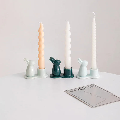bougeoirs en céramique lapin décoratifs pour la maison - vue 2 sur 11