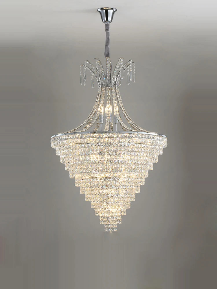 lustre en cristal chrome pour éclairage intérieur élégant - vue 5 sur 11