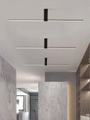 lampes de plafond minimalistes longues pour divers espaces