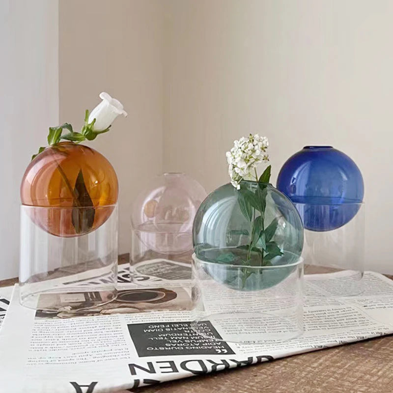 mini vase rond en verre pour décoration hydroponique écologique - vue 2 sur 18