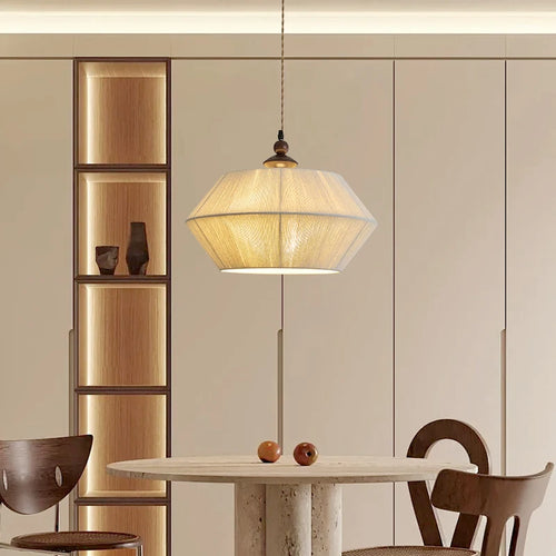 suspension moderne en bois et corde de chanvre tissée à la main - vue 3 sur 8