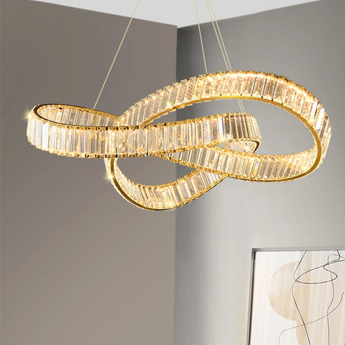 lustre suspendu en cristal spirale minimaliste moderne à led - vue 2 sur 9