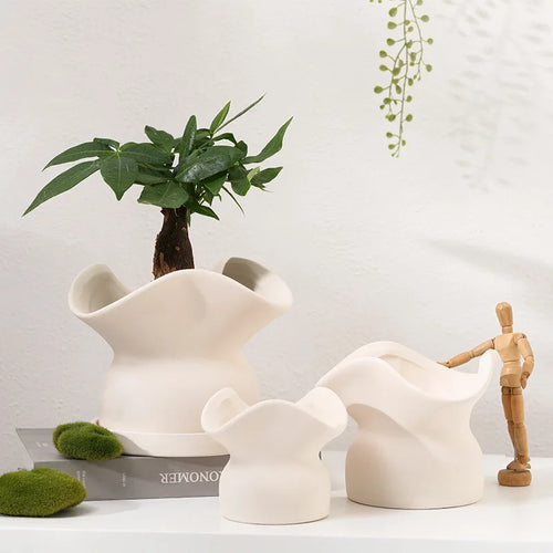 pot de fleurs en céramique avec plateau pour balcon - vue 2 sur 13