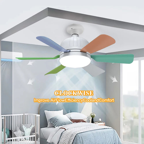 plafonnier ventilateur lumineux avec télécommande intelligente pour intérieur - vue 3 sur 8