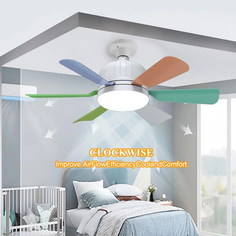 plafonnier ventilateur lumineux avec télécommande intelligente pour intérieur - vue 3 sur 8