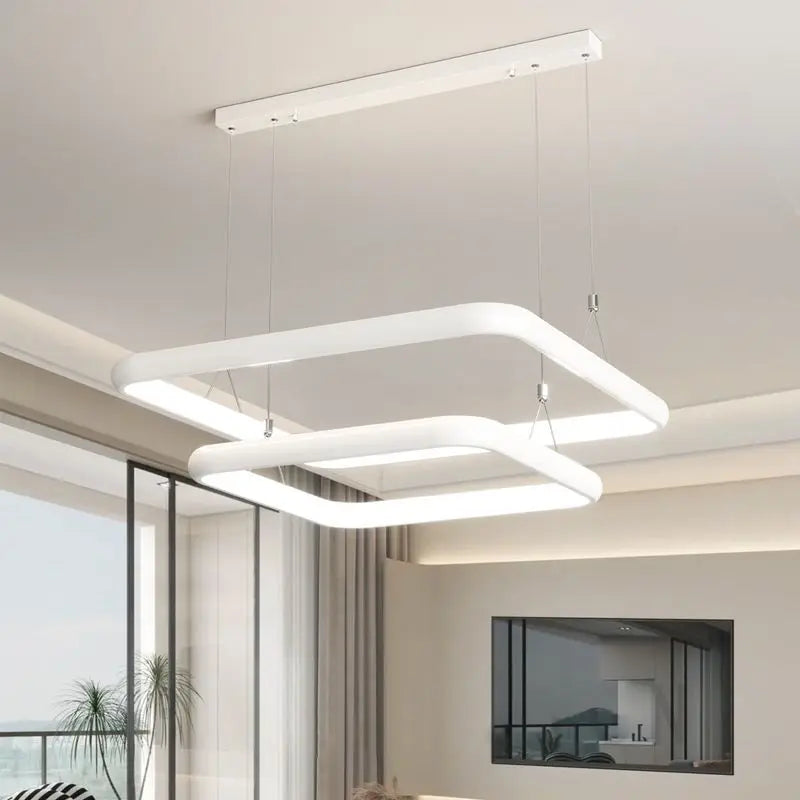 lustre moderne led suspension carrée perle pour maison - vue 5 sur 12