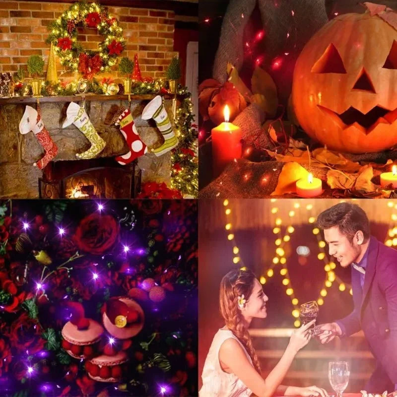 guirlande lumineuse led en fil de cuivre pour décoration festive - vue 5 sur 14