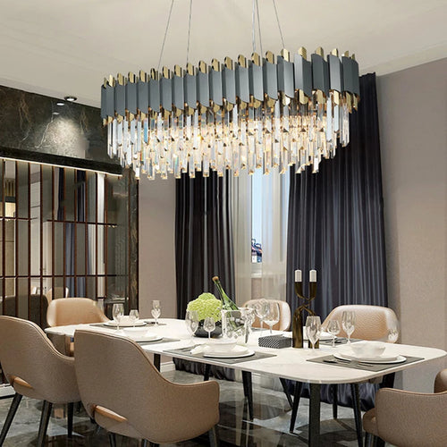 plafonnier led suspendu en cristal design moderne idéal pour table à manger - vue 4 sur 15
