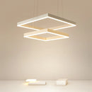 Modern Square LED Chandelier, White Living Restaurant, Kitchen, Bedroom, Rectangular Chandelier, Chandelier