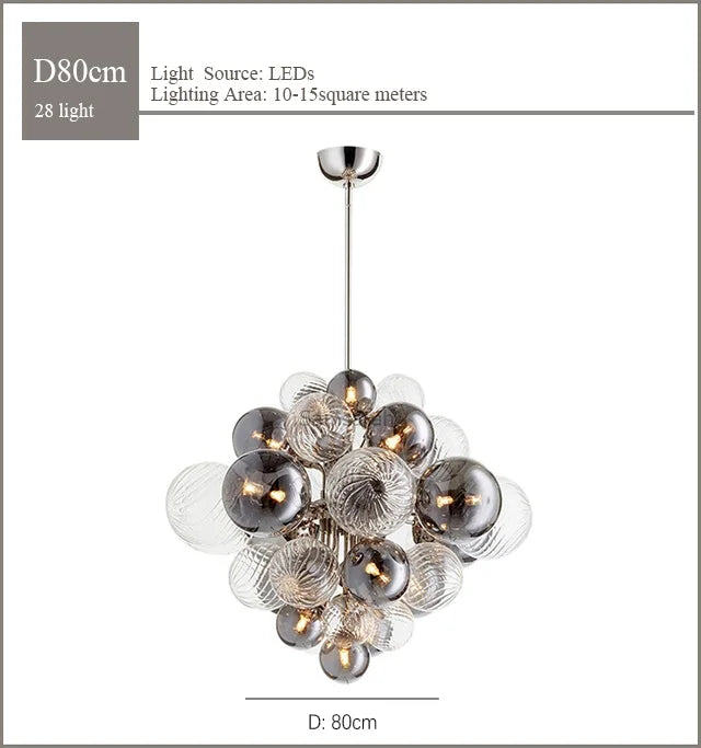 lustre nordique en verre globe avec éclairage led - vue 9 sur 10