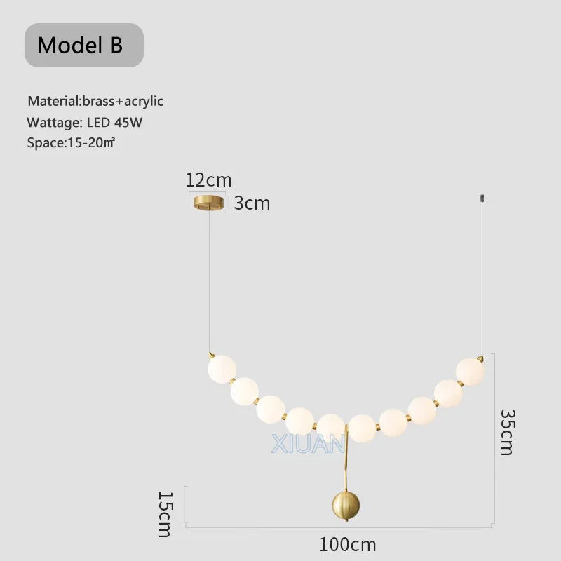 lustre suspension en acrylique blanc avec perles - vue 16 sur 16