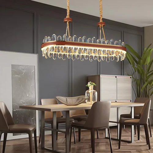 suspension en cristal et cuir pour éclairage moderne créatif de la maison - vue 5 sur 16