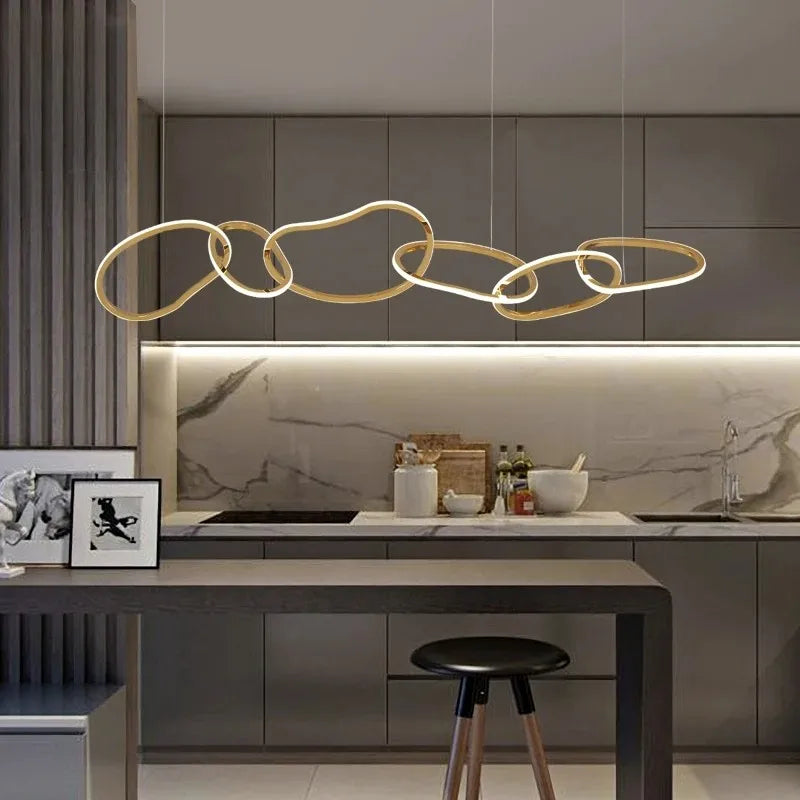 lustre moderne simple nordique luxe en acier inoxydable galvanisé - vue 3 sur 10