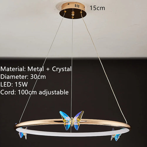 applique murale led papillon en cristal design moderne - vue 10 sur 19